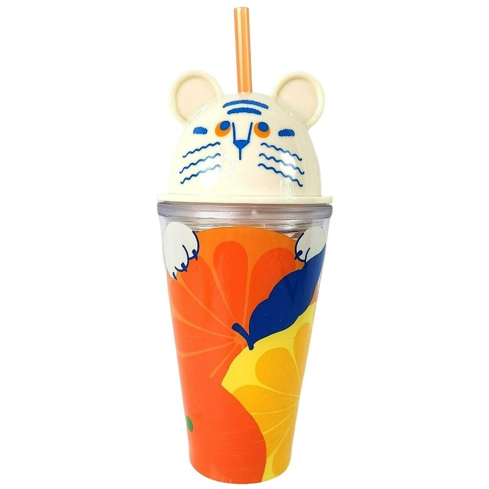 Starbucks Japan Summer 2023 Plastic Tumbler Dome Lid Tiger Lemon *Flaw, Read*